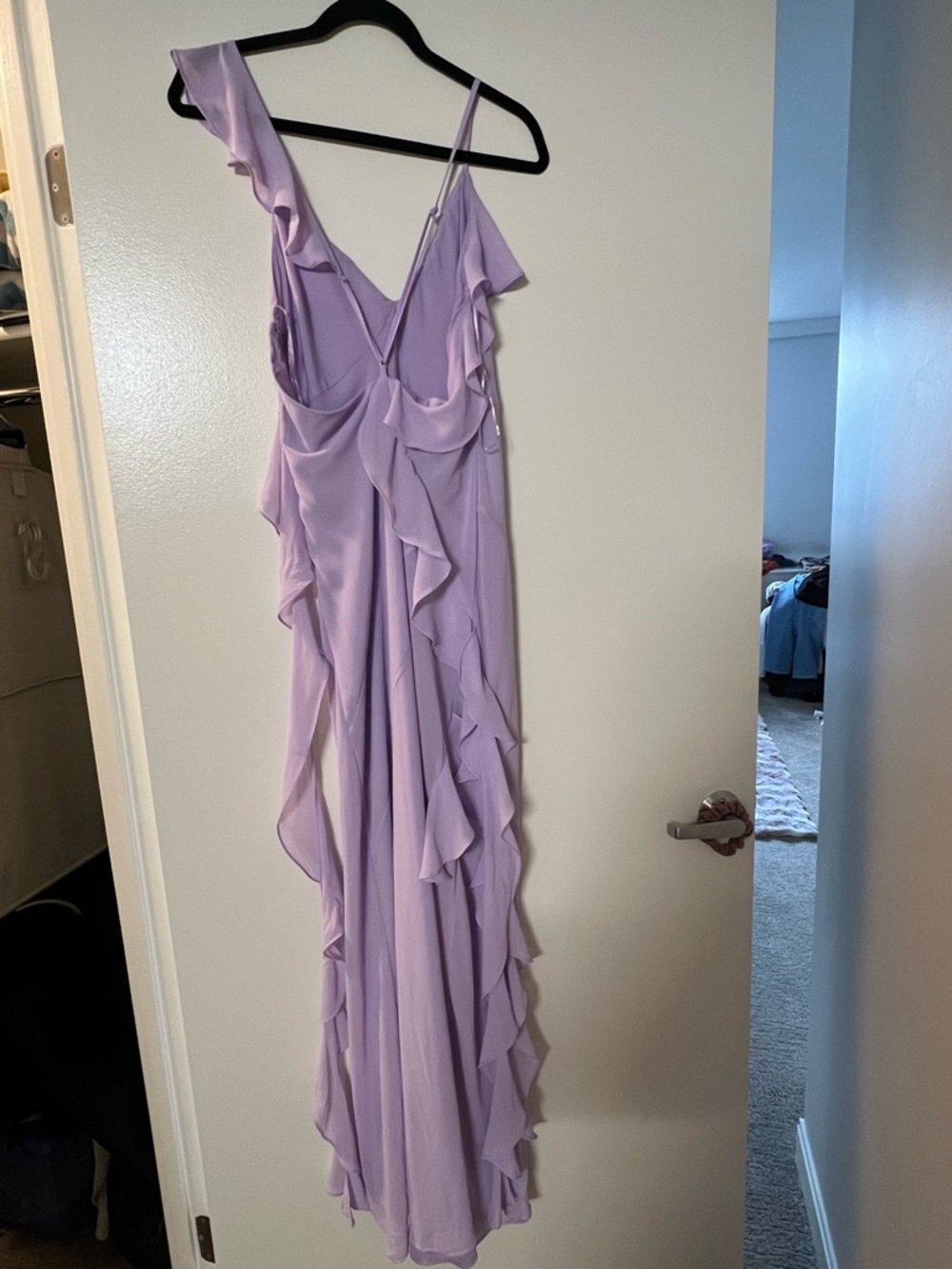 Lilac Ruffle V-Neck Ruffle Trim Dress - Picture 4 of 4